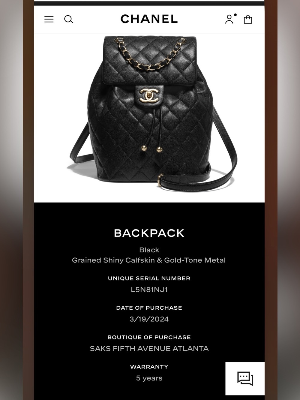 CHANEL Black Quilted Leather Drawstring Backpack with Gold CC - Picture 7 of 7